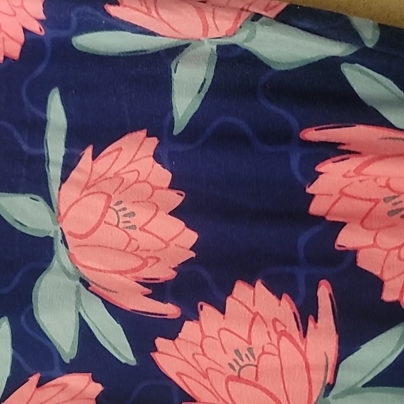 Tall and Curvy LuLaRoe blue, pink Floral Pattern Leggings. - Picture 2 of 4